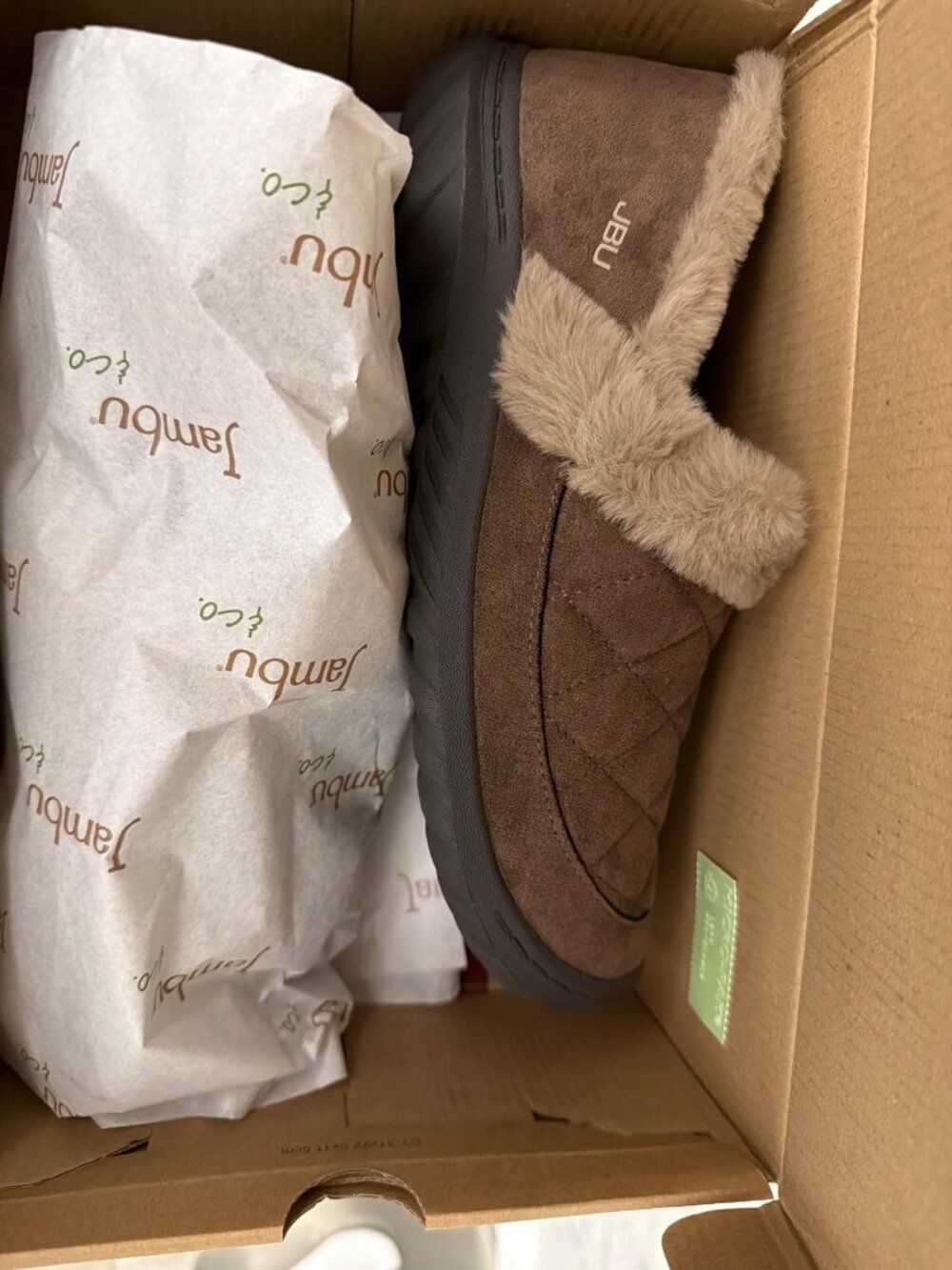 Jambu Aubrey Women’s Brown Quilted with Faux Fur Slip-On Loafer Size 11M